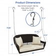 Espresso Resin Wicker Porch Swing with Ivory Cushion
