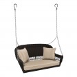 Espresso Resin Wicker Porch Swing with Cushion
