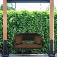 Espresso Resin Wicker Porch Swing with Brown Cushion