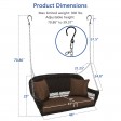 Espresso Resin Wicker Porch Swing with Brown Cushion