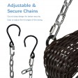 Espresso Resin Wicker Porch Swing with Brown Cushion