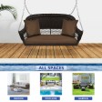 Espresso Resin Wicker Porch Swing with Brown Cushion
