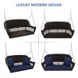 Espresso Resin Wicker Porch Swing with Midnight Blue Cushion
