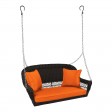Espresso Resin Wicker Porch Swing with Orange Cushion