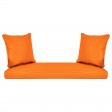 Espresso Resin Wicker Porch Swing with Orange Cushion