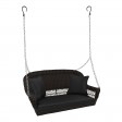 Espresso Resin Wicker Porch Swing with Black Cushion