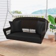 Espresso Resin Wicker Porch Swing with Black Cushion