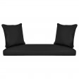 Espresso Resin Wicker Porch Swing with Black Cushion