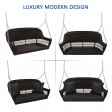 Espresso Resin Wicker Porch Swing with Black Cushion