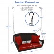 Espresso Resin Wicker Porch Swing with Brick Red Cushion