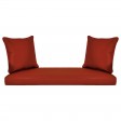 Espresso Resin Wicker Porch Swing with Brick Red Cushion