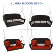 Espresso Resin Wicker Porch Swing with Brick Red Cushion