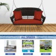 Espresso Resin Wicker Porch Swing with Brick Red Cushion
