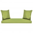 Espresso Resin Wicker Porch Swing with Sage Green Cushion