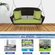 Espresso Resin Wicker Porch Swing with Sage Green Cushion