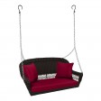 Espresso Resin Wicker Porch Swing with Red Cushion