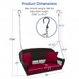 Espresso Resin Wicker Porch Swing with Red Cushion