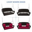 Espresso Resin Wicker Porch Swing with Cushion