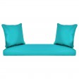 Espresso Resin Wicker Porch Swing with Turquoise Cushion