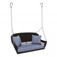 Espresso Resin Wicker Porch Swing with Cushion