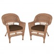 Honey Wicker Chair With Brown Cushion - Set of 2