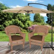 Honey Wicker Chair With Brown Cushion - Set of 2