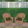 Honey Wicker Chair With Brown Cushion - Set of 2