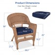 Honey Wicker Chair With Midnight Blue Cushion - Set of 2