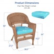 Honey Wicker Chair With Sky Blue Cushion - Set of  2