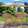 Honey Wicker Chair With Sage Green Cushion - Set of 2