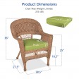 Honey Wicker Chair With Sage Green Cushion - Set of 2