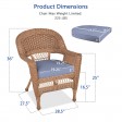 Honey Wicker Chair With Steel Blue Cushion - Set of  2