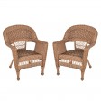 Honey Wicker Chair Without Cushion - Set of 2