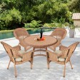 5pc Honey Wicker Dining Set - Tan Cushions