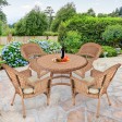 5pc Honey Wicker Dining Set - Tan Cushions
