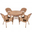 5pc Honey Wicker Dining Set - Brown Cushions