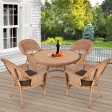 5pc Honey Wicker Dining Set - Brown Cushions