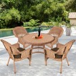 5pc Honey Wicker Dining Set - Brown Cushions