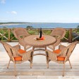 5pc Honey Wicker Dining Set - Orange Cushions