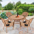 5pc Honey Wicker Dining Set - Black Cushions