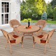 5pc Honey Wicker Dining Set - Brick Red Cushions