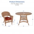 5pc Honey Wicker Dining Set - Brick Red Cushions