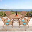 5pc Honey Wicker Dining Set - Sky Blue Cushions