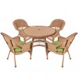 5pc Honey Wicker Dining Set - Sage Green Cushions