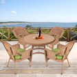 5pc Honey Wicker Dining Set - Sage Green Cushions