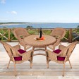 5pc Honey Wicker Dining Set - Red Cushions