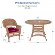 5pc Honey Wicker Dining Set - Red Cushions