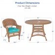 5pc Honey Wicker Dining Set - Turquoise Cushions