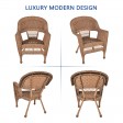 5pc Honey Wicker Dining Set - Turquoise Cushions