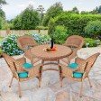 5pc Honey Wicker Dining Set - Turquoise Cushions